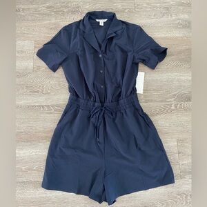 Athleta Blue Collared Romper